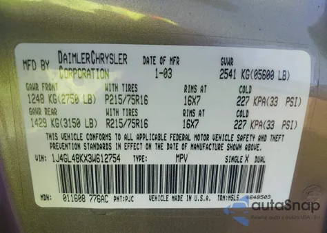 2003 Jeep Liberty Sport from USA, damaged, VIN 1J4GL48KX3W612754